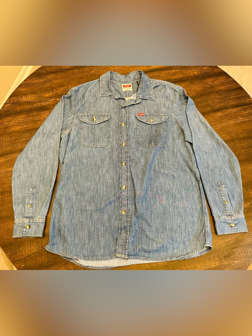 Wrangler Men’s L/S Button Up Cotton Blend Shirt-Size Large